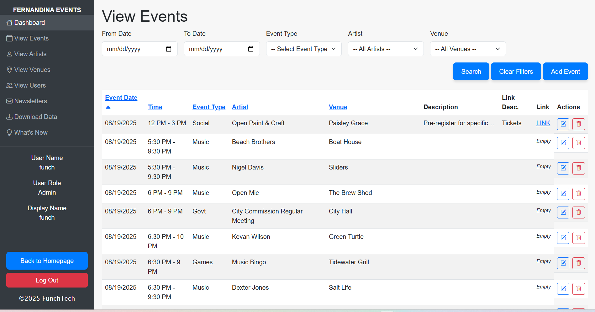 Manage Events